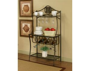 Cramco Maxwell Antique Bronze Glass Bakers Rack