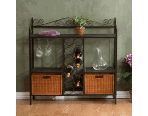 SEI Celtic Bakers Rack with Wine Storage