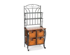 SEI Iron and Wicker Bakers Rack