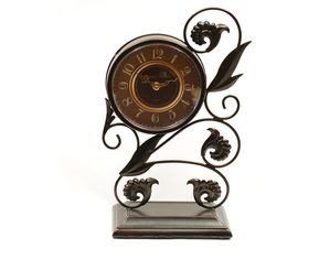 Ashton Sutton Swirl Table Clock with Iron Decoration