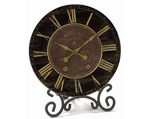Infinity Instruments Black and Gold Desktop and Tabletop Clock