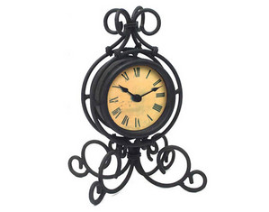 Infinity Instruments Black Wrought Iron Desktop and Tabletop Clock