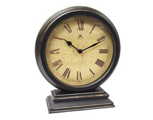 Infinity Instruments Distressed Round Desktop and Tabletop Clock