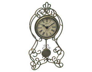 Infinity Instruments Green and Gold Pendulum Desktop and Tabletop Clock