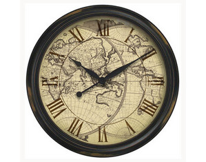 Infinity Instruments Distressed Map Wall Clock - Fast FREE FedEx Shipping!