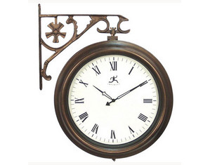 Infinity Instruments Faux Aged Copper Two Sided Wall Clock - Fast FREE FedEx Shipping!