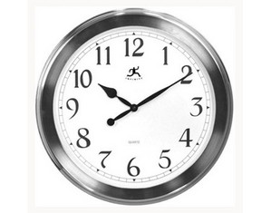 Infinity Instruments Faux Brushed Nickel Wall Clock - Fast FREE FedEx Shipping!