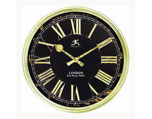 Infinity Instruments London Black and Gold Antique Resin Wall Clock - Fast FREE FedEx Shipping!