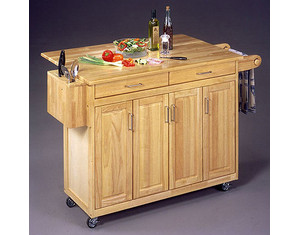 Home Styles Furniture Wood Top Kitchen Cart with Breakfast Bar