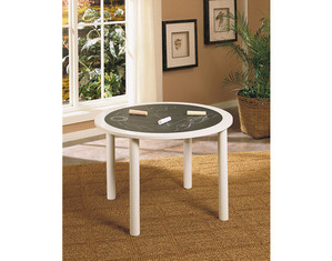 Powell White Round Chalkboard Kids Table - Fast FREE FedEx Shipping!
