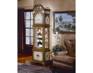 Fairfax Home Furnishings Grandfather Clock with Glass Display Case Center