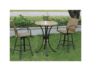 Alfresco Home Loggia Bar Bistro Table with Noche Travertine Top (Out of Stock) Bar Table - Fast FREE FedEx Shipping!