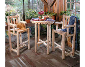 Rustic Natural Cedar Furniture 3 Piece Bistro Set - FREE Inside Delivery!