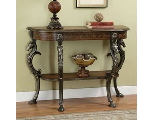 Powell Masterpiece Floral Hand Painted Demilune Console Table with Horse head