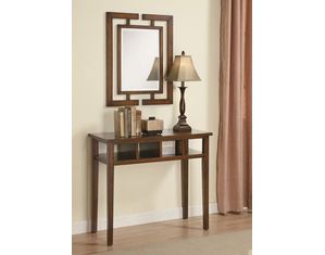 Union Square 3 Piece Brown Finish Console Table Mirror Lamp Set