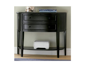 Powell Antique Black with Sand Through Terra Cotta Demilune Console Table