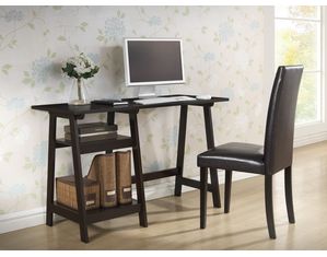 Baxton Studio Mott Dark Brown Wood Modern Desk with Sawhorse Legs