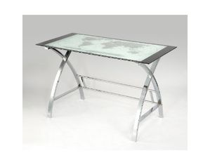 Powell World Map Printing Curved X-Sided Computer Desk