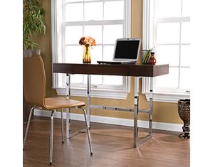 SEI Brooklyn Desk Espresso and Chrome