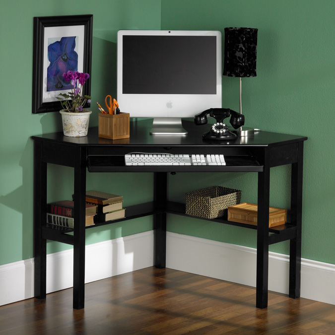 SEI Painted Black Corner Computer Desk image