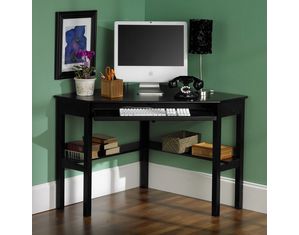 SEI Painted Black Corner Computer Desk