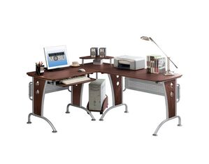 Techni Mobili L-Shaped Regency Workstation in Mahogany