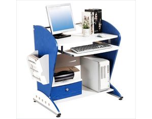 Techni Mobili Lark Wood Student Desk in Blue and White