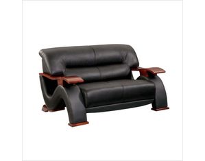 Global Furniture Sherman Black Leather Loveseat