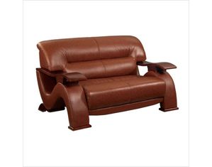 Global Furniture Sherman Brown Leather Loveseat