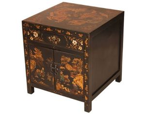 AsiaEXP Vintage Style Nightstand Lakeside Village Scene