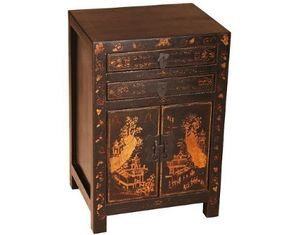AsiaEXP Vintage Style Nightstand Mountain Temple Design - Fast FREE FedEx Shipping!
