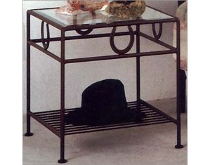 Grace Horseshoe Nightstand with Beveled Glass