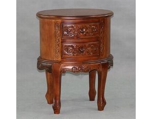ICI Carved Two Drawer Oval What Not Table