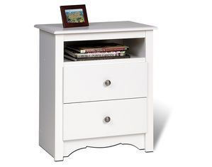 Prepac Monterey 2 Drawer Tall Nightstand with Open Cubbie