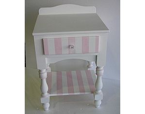 Sweet Beginnings Cabana Stripes with Striped Shelf Nightstand