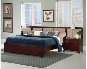 Wynwood Bellaire Upholstered Panel Nightstand in Cabernet Cherry
