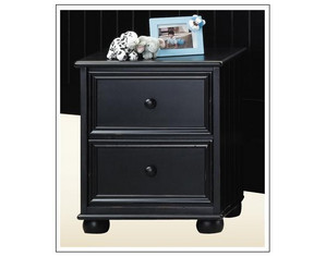 Good Trading 2 Drawer Bead Board Black Nightstand