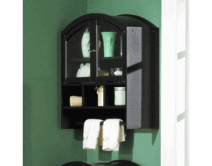 SEI Arch Top Black Wall Cabinet