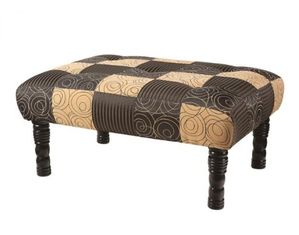 CBK Cream Swirl and Striped Patchwork Tuffed Ottoman