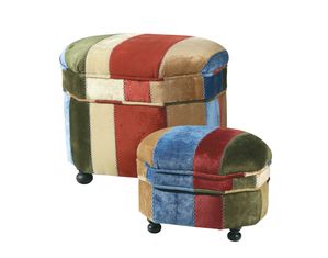 CBK Hexagon Shaped Velvet Ottoman and Footstool Set