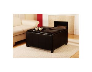 Convenience Concepts Times Square Ottoman with 4 Tray Tops