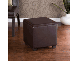 SEI Brown Faux Leather Organizer Ottoman