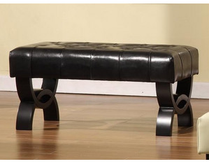 Armen Living Tuft Leather Ottoman