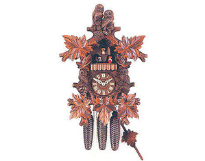 Romba 19 inch Five Leaves and Hooting Owl Cuckoo Clock - Fast FREE FedEx Shipping!