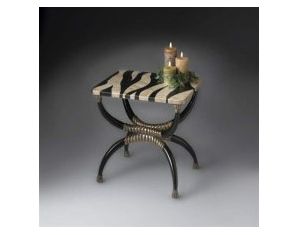 Butler Cast Resin Base with Zebra Pattern Oval Accent Table