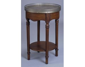 Fairfax Home Furnishings Round Lamp Table w/ Etched Brass Sheet Top