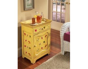 Fairfax Home Furnishings Tropical Umbrella Yellow Cabinet w/ Tray Top