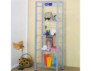 Union Square Silver Metal and Glass Home Office Book Shelves Storage