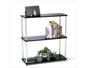 Convenience Concepts Three Tier Bookshelf in Black Wood Grain