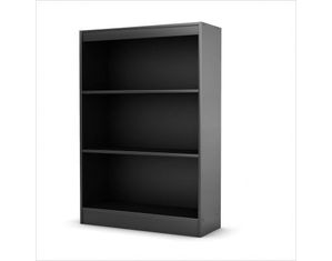 South Shore Axess Three Shelf Contemporary Bookcase In Solid Black